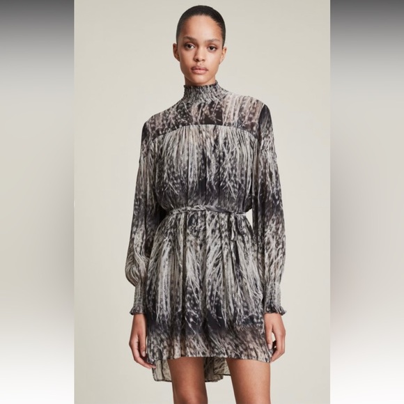 All Saints Dresses & Skirts - NWOT Allsaints Elita Prembury Feather Print Mini Dress